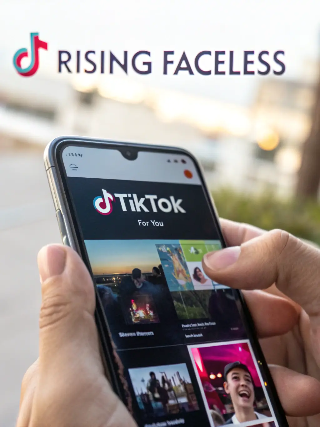 An image showing a TikTok search results page with highlighted top-ranking videos and analytics overlays, illustrating SearchTok's TikTok SEO service.