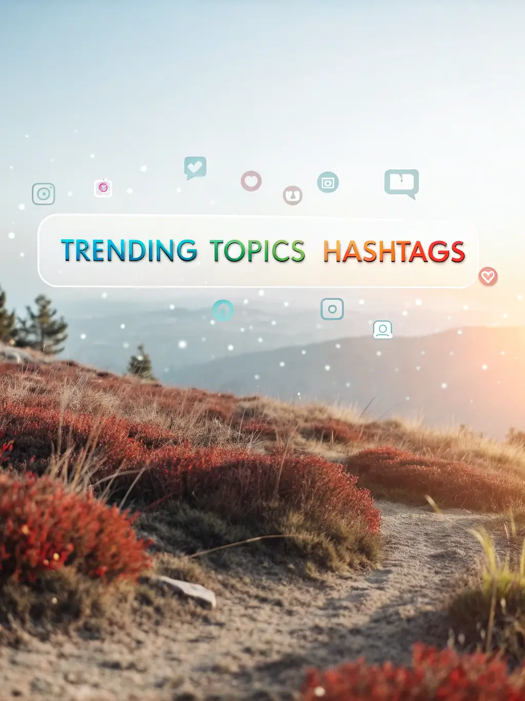A graphic illustration of trending hashtags forming a network, symbolizing a successful hashtag strategy.