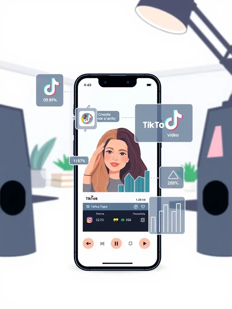 A split-screen showing a TikTok creator's profile before and after a SearchTok audit, highlighting improvements in engagement and follower growth.